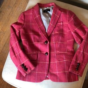 Talbots pink plaid wool blend blazer